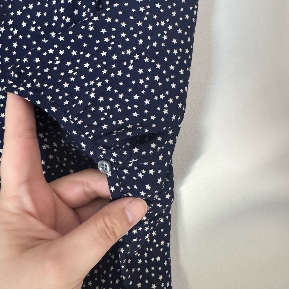 J. Crew Star Print Button Down Keyhole Sleeve Blouse - Picture 4 of 8